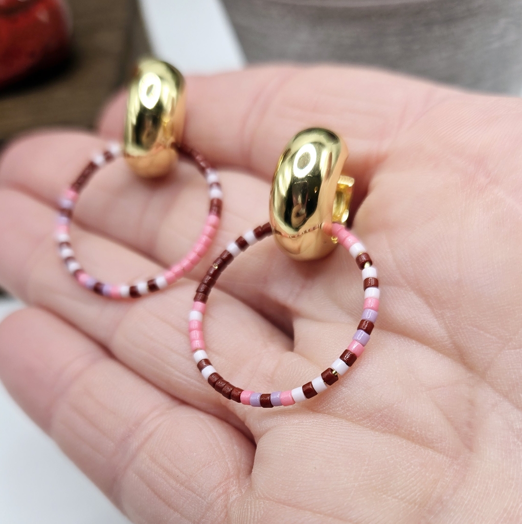 Gorjana Pink Gigi Drop Malibu Beaded Hoop Earrings — image 3 of 4